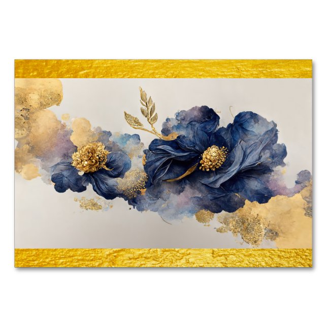 Numeração De Mesa Flor Elegante Dourada (Frente)