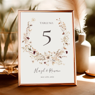 Numeração De Mesa Flor Silvestre Bordeaux Cobre   Número de Mesa Beg