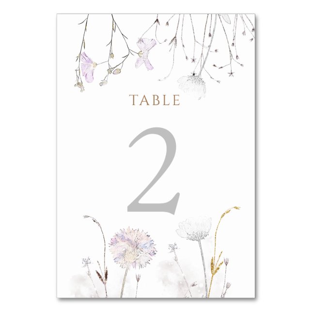 Numeração De Mesa flor silvestre de aquarelas Tabela Número 2 (Frente)