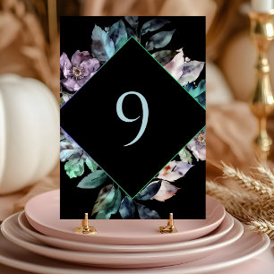 Numeração De Mesa Florais coloridos elegantes casamento negro