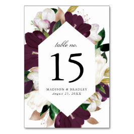 Numeração De Mesa Florais de Ameixa Escura | Casamento Personalizado