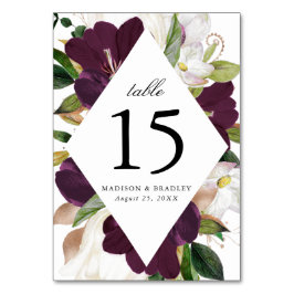 Numeração De Mesa Florais de Ameixa Escura | Casamento Personalizado