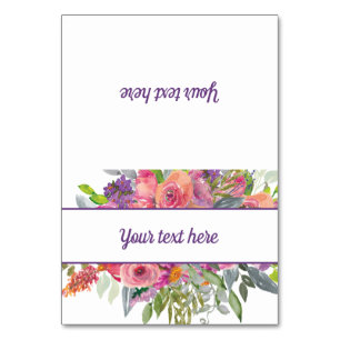 Numeração De Mesa Floral Aguarela Rosa Roxo