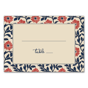 Numeração De Mesa Floral Azul Marinho Vintage
