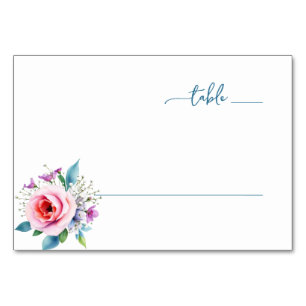 Numeração De Mesa Floral Azul Turquesa Elegante