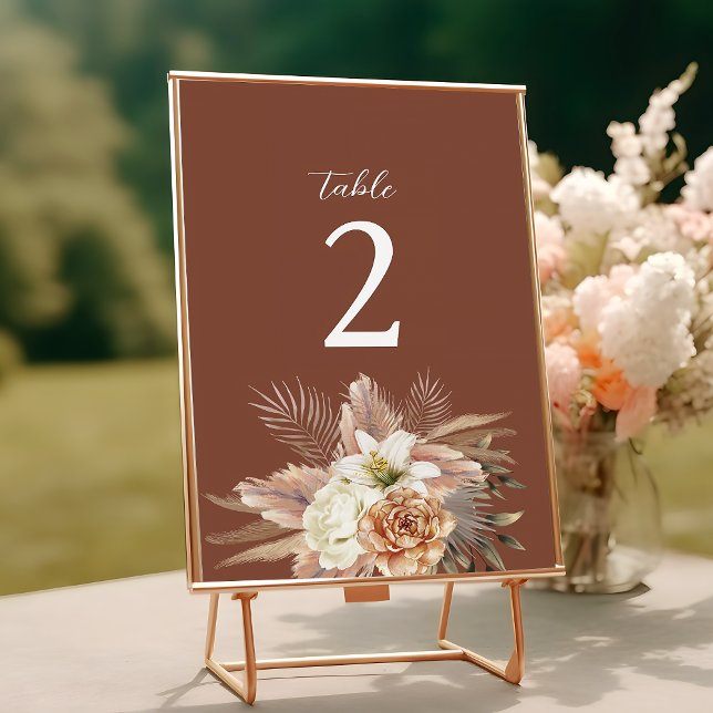 Numeração De Mesa Floral Boho Casamento Terracota (Criador carregado)