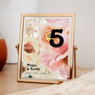Numeração De Mesa Floral Colorida Negrito   Número do quadro