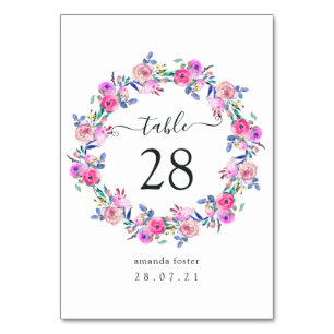 Numeração De Mesa Floral de Aquarela Rosa Quente