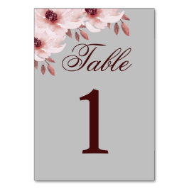 Numeração De Mesa Floral de Cores de Ferrugem Rosa Elegante