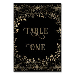 Numeração De Mesa Floral Dourado elegante em preto