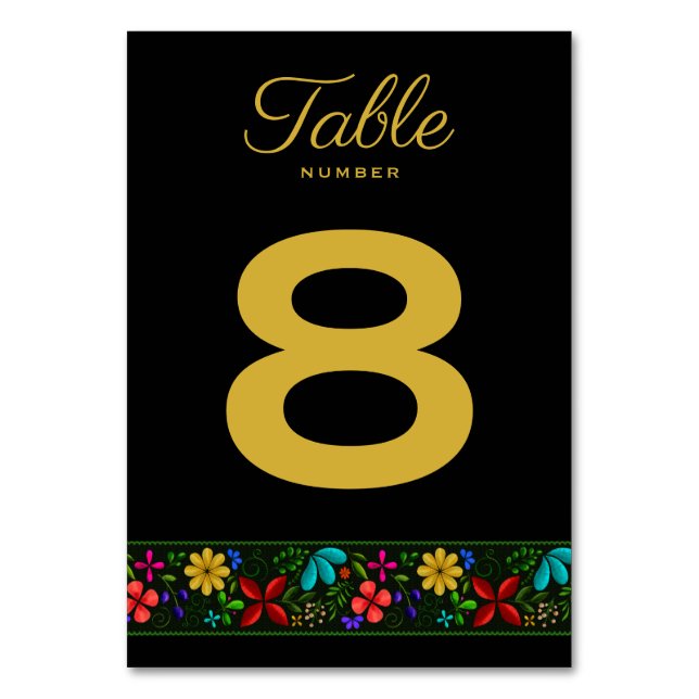Numeração De Mesa Floral Dourado latino-americano legante (Frente)