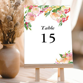 Numeração De Mesa Floral Dourado Rosa-Esbranquiçado Elegante