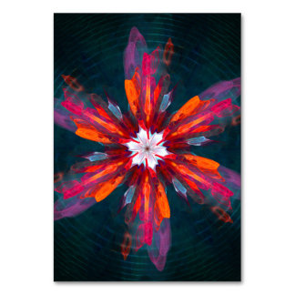 Numeração De Mesa Floral Flores de Mandala Laranja Vermelho Abstrato