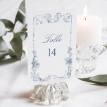 Numeração De Mesa Floral francês azul-poeirento elegante<br><div class="desc">Elegante quadro floral azul empoeirado ornamentado adaptado da gravura francesa clássica do século 18.</div>