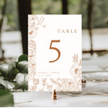 Numeração De Mesa Floral Line Art Terracotta Wedding<br><div class="desc">Moderna e minimalista número da mesa de casamento.</div>