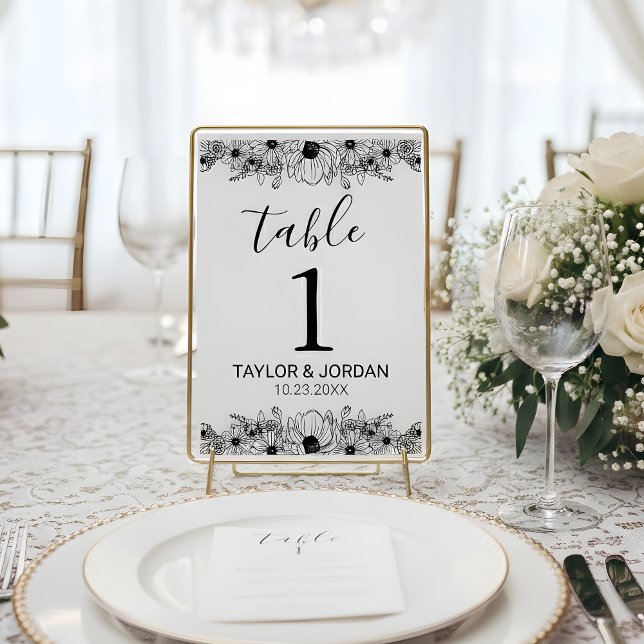 Numeração De Mesa Floral Minimalist Botanical Wedding Table Number  (Criador carregado)