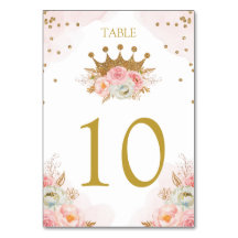 Floral Pink & Gold Princess Royal Table number