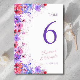 Numeração De Mesa Floral Romântico de Flores Silvestres Pastel Casam