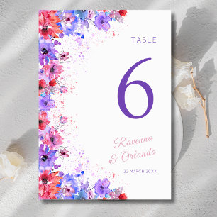 Numeração De Mesa Floral Romântico de Flores Silvestres Pastel Casam
