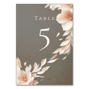 Numeração De Mesa Floral rosa sobre marrom
