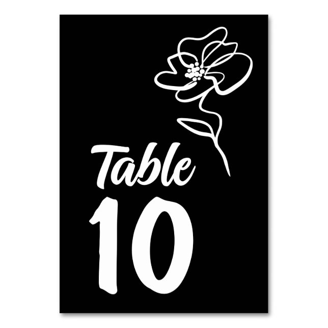 Numeração De Mesa Floral Simples Preto Gótico (Frente)