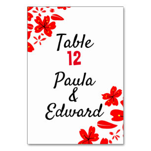 Numeração De Mesa Floral Vermelho e Branco