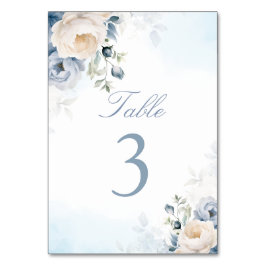 Numeração De Mesa Flores Azuis Elegantes, Casamento Floral