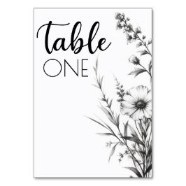 Numeração De Mesa Flores B&W Negrito
