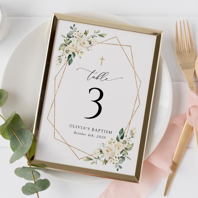 Numeração De Mesa Flores Brancas Creme, Boho, Números de Mesa para B (Criador carregado)