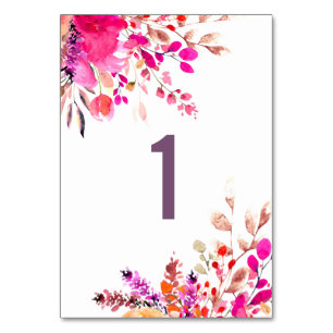 Numeração De Mesa Flores cor-de-água rosa. Guia de casamento floral 