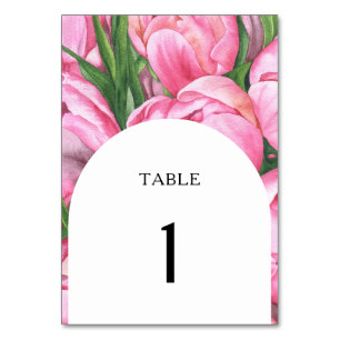Numeração De Mesa Flores cor-de-rosa em aquarela - número da mesa de
