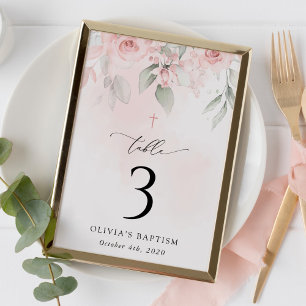 Numeração De Mesa Flores Cor-de-Rosa, Verdura, Números da Mesa de Ba