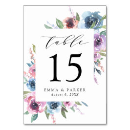 Numeração De Mesa Flores da Meia-Noite | Casamento Floral Roxo e Azu