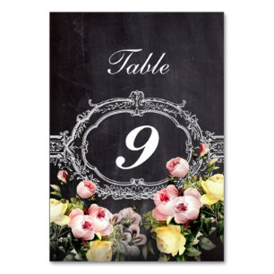 Numeração De Mesa flores da safra russa moderna casamento Chalkboard