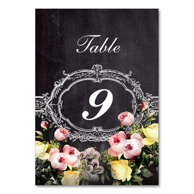 Numeração De Mesa flores da safra russa moderna casamento Chalkboard (Frente)