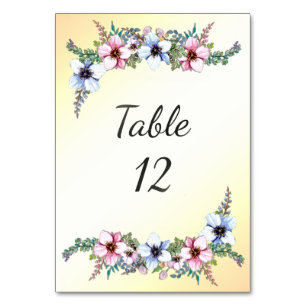Numeração De Mesa Flores de Aquarela Número de ShineTable Amarel