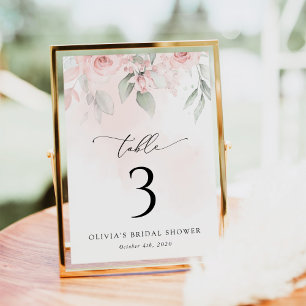 Numeração De Mesa Flores De Blush, Flores Rosa, Boho, Números De Tab