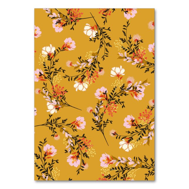 Numeração De Mesa Flores de fundo amarelas (Frente)