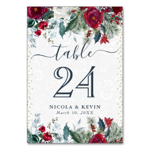 Numeração De Mesa Flores de Inverno Vermelhas e Brancas Casamento