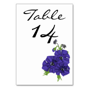 Numeração De Mesa Flores de papoulas roxas florais minimalistas simp