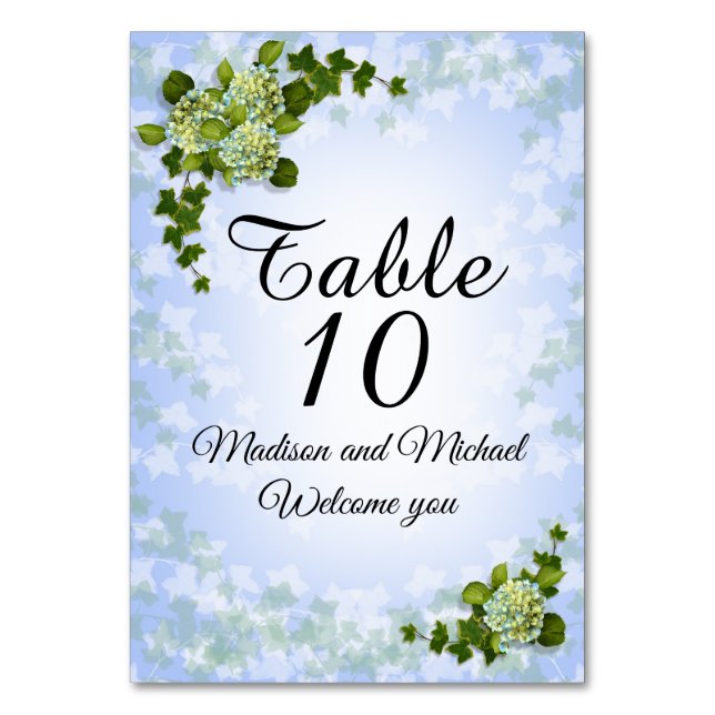 Numeração De Mesa Flores de primavera de mesa Hydrangeas (Frente)