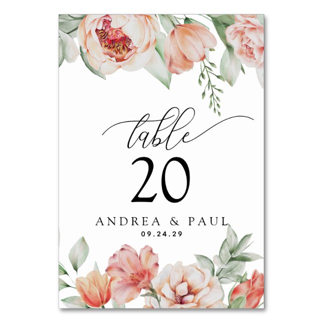 Numeração De Mesa Flores de primavera e Casamento Verde (Frente)