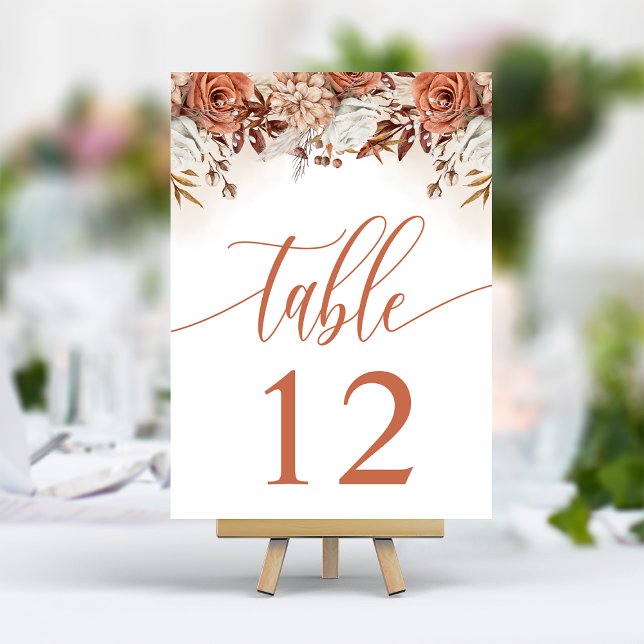 Numeração De Mesa Flores de Terracota Grama de Pampas Casamento (Criador carregado)