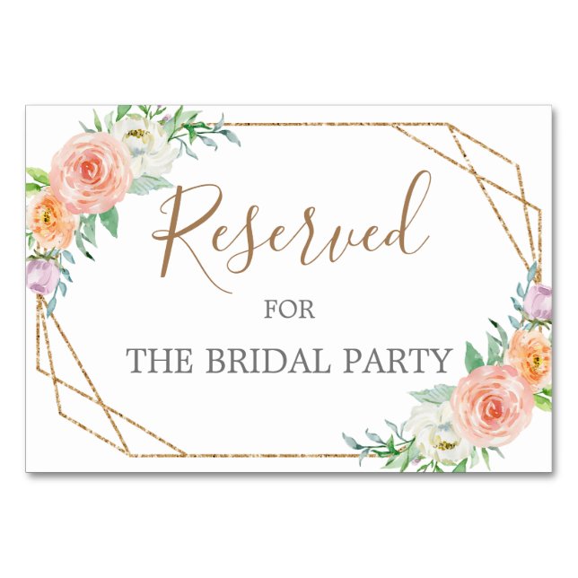 Numeração De Mesa Flores Geométricas De Aquarela Reservada Sinal De  (Frente)