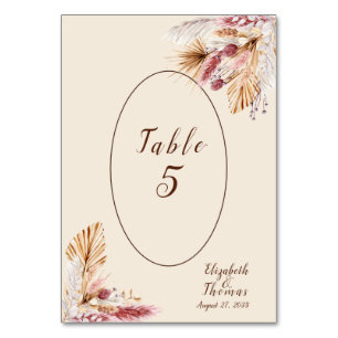 Numeração De Mesa Flores Secas Pampas Casamento BOHO