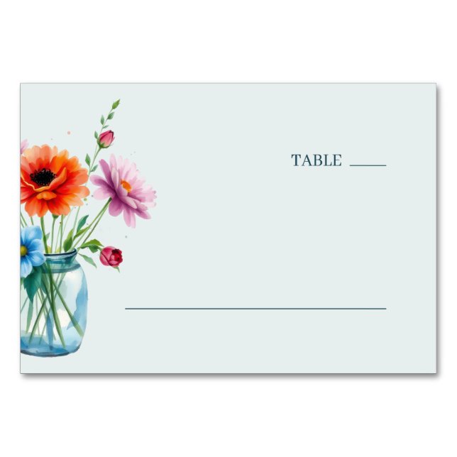 Numeração De Mesa Flores Serenas em Aquarela Pastel (Frente)