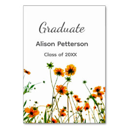 Numeração De Mesa Flores silvestres amarelas alaranjadas modernas e 