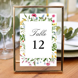 Numeração De Mesa Flores Silvestres Coloridas Modernas Caligrafia de