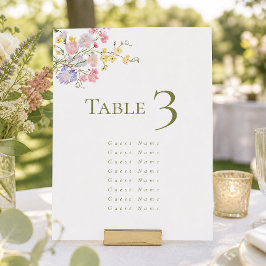 Numeração De Mesa Flores Silvestres Elegantes Casamento Roteiro Verd