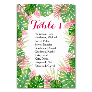 Numeração De Mesa Flores tropicais, aquarela, mesa de casamento